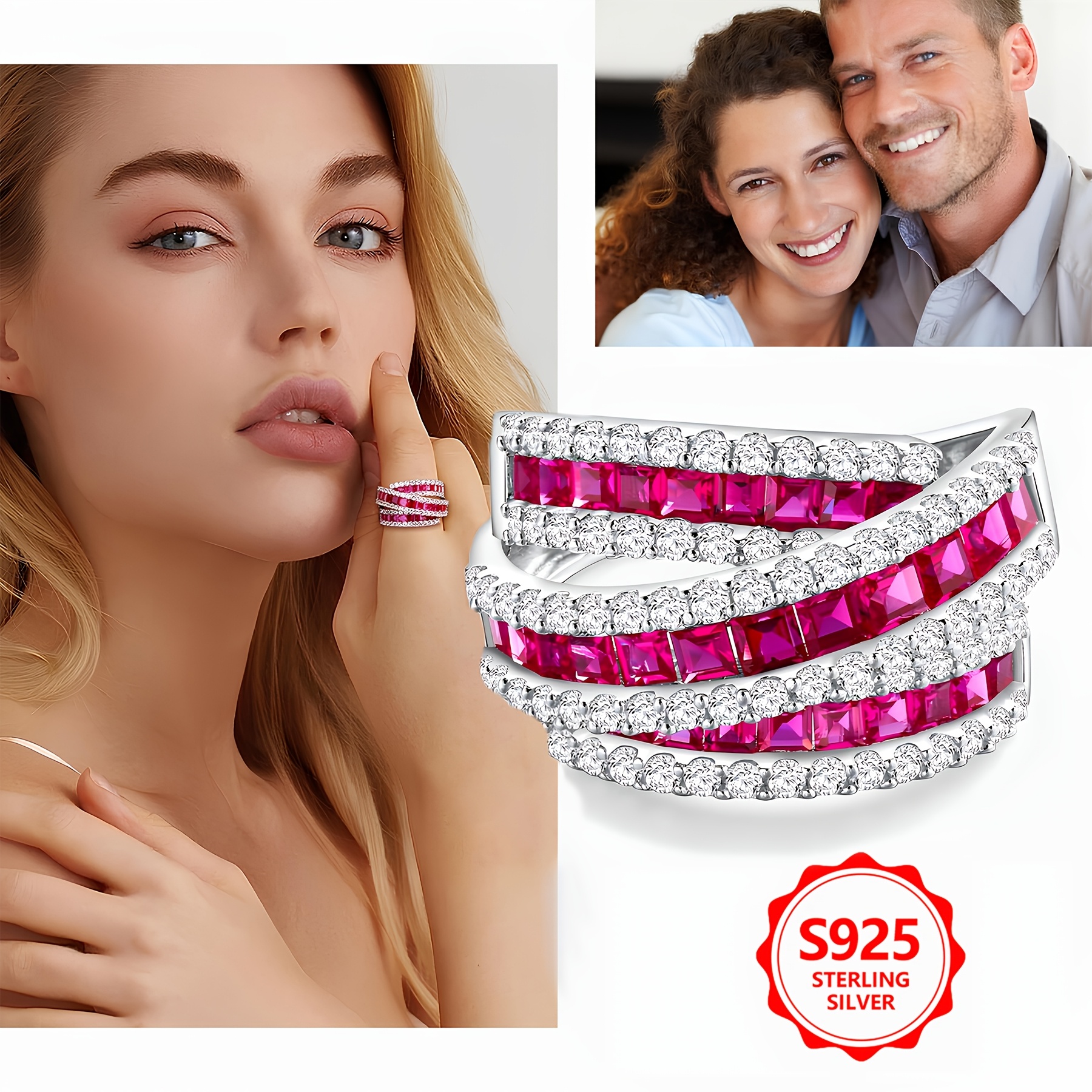 Women's 925 Sterling Silver Vintage Luxury Three-Layer Intertwined Ring